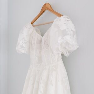 Jenny by Jenny Yoo Holden Off-The-Shoulder Corset Floral Lace Ball-Skirt Wedding
